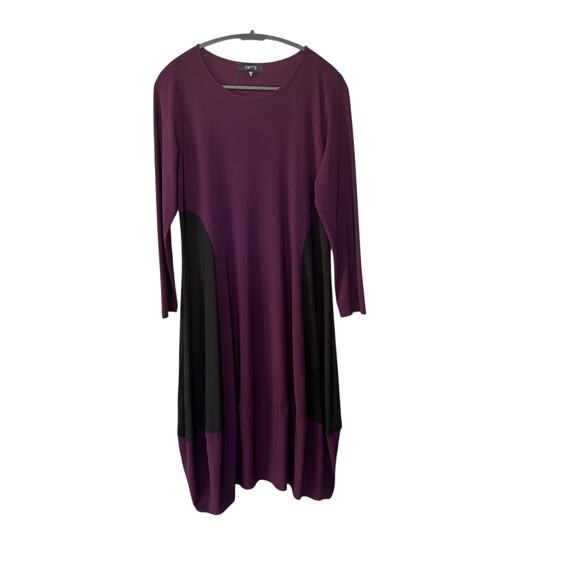 Comfy USA Purple and Black Boxy Cocoon Tunic Dress Size Medium - Picture 6 of 8